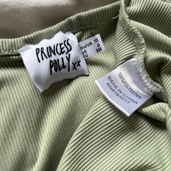 Princess Polly Halter Sage Green Mini Dress with Adjustable Ruching - Size 6 - Picture 5 of 5